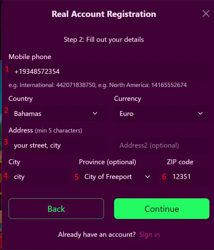Registration Step 2 - Personal Details